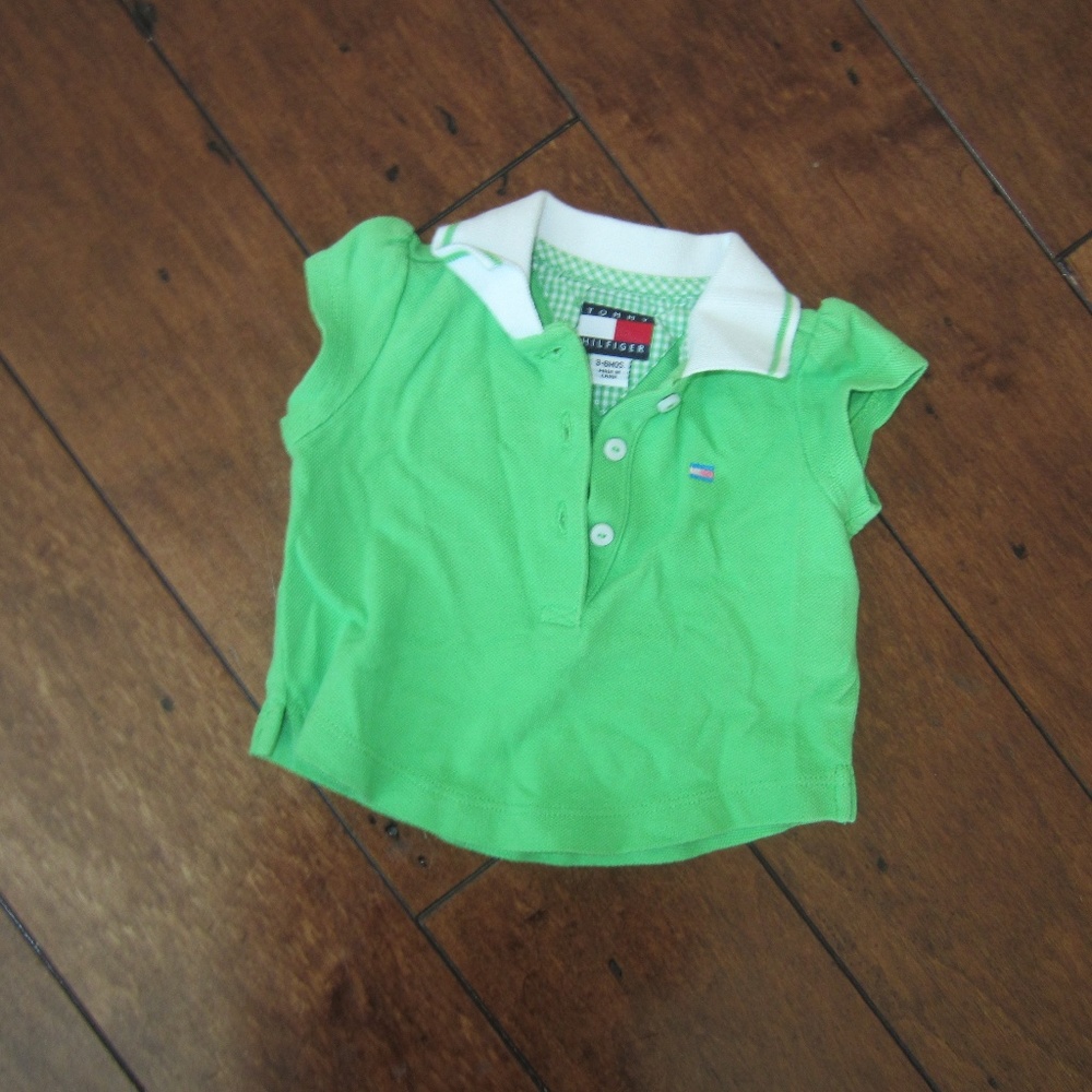 Green White Tommy Hilfiger Polo 3-6 months